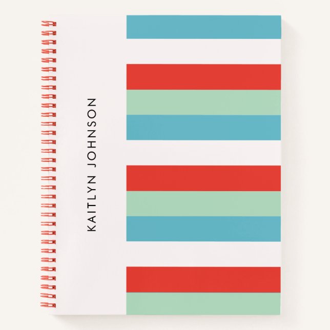 Cuaderno Bandas y nombre brillantes modernos (Anverso)