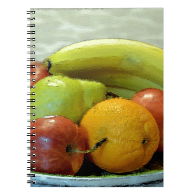 Cuaderno bandeja de fruta colorida, Naranja, manzana, pera, (Frente)