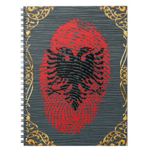Cuaderno Bandera albanesa de la huella dactilar del tacto