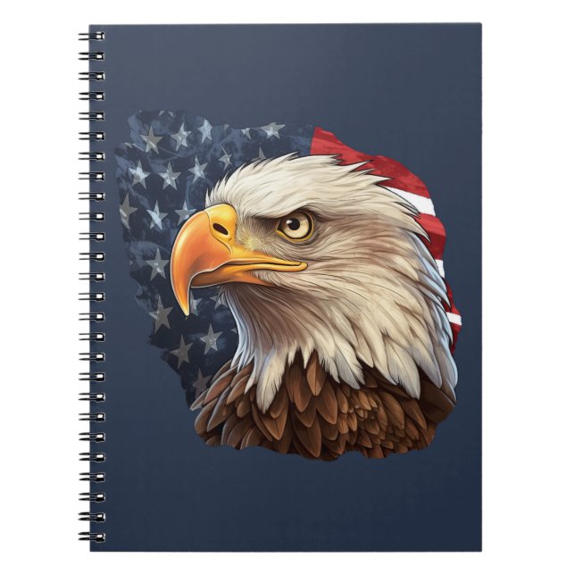 Cuaderno Bandera americana águila calva (Frente)