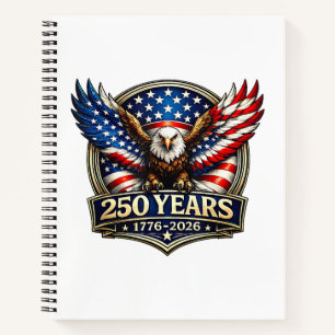 Cuaderno Bandera Americana Águila Vintage 250 Años 4 de Jul