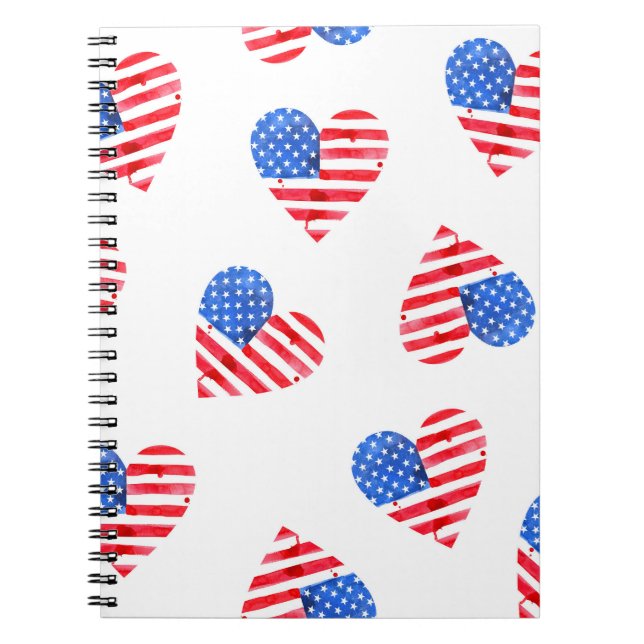 Cuaderno Bandera Americana Corazón de Agua Sin Maravillas. (Frente)