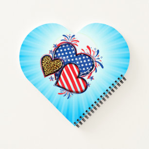 Cuaderno Bandera Americana Corazón Leopardo Sublimación-642