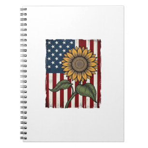 Cuaderno Bandera Americana de Girasol Vintage