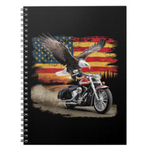 Cuaderno Bandera Americana Motocicleta Tshirt Estados Unido