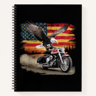 Cuaderno Bandera Americana Motocicleta Tshirt Estados Unido