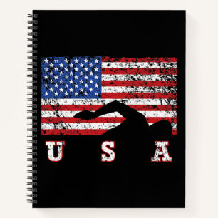 Cuaderno Bandera Americana Natación USA Regalo Equipo Swift