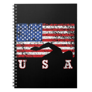 Cuaderno Bandera Americana Natación USA Regalo Equipo Swift