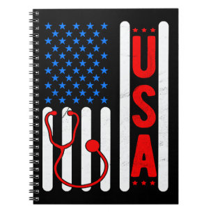 Cuaderno Bandera Americana Patriótica Enfermera de EE. UU.