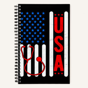 Cuaderno Bandera Americana Patriótica USA Enfermera Vida RN