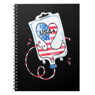 Cuaderno Bandera Americana Tipo de Sangre USA Enfermera Pat