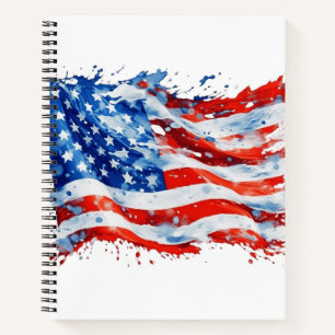 Cuaderno Bandera Americana USA Acuarela 4 de Julio