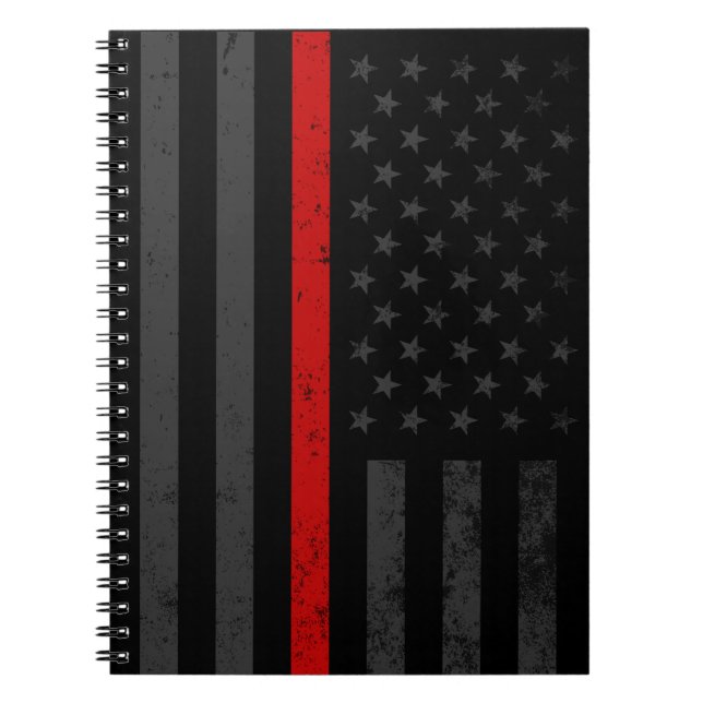 Cuaderno Bandera apenada oscuridad del bombero (Frente)