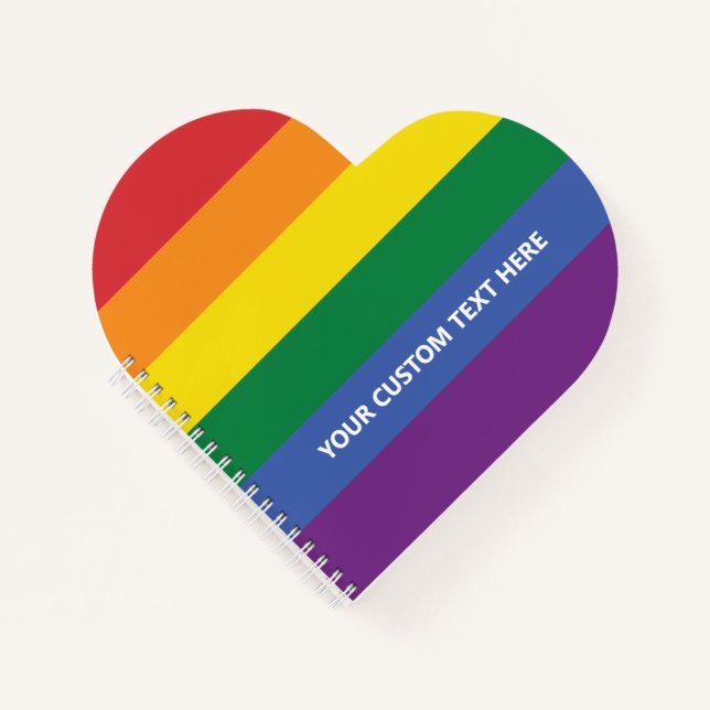Cuaderno Bandera arco iris del texto del personalizado (Anverso)
