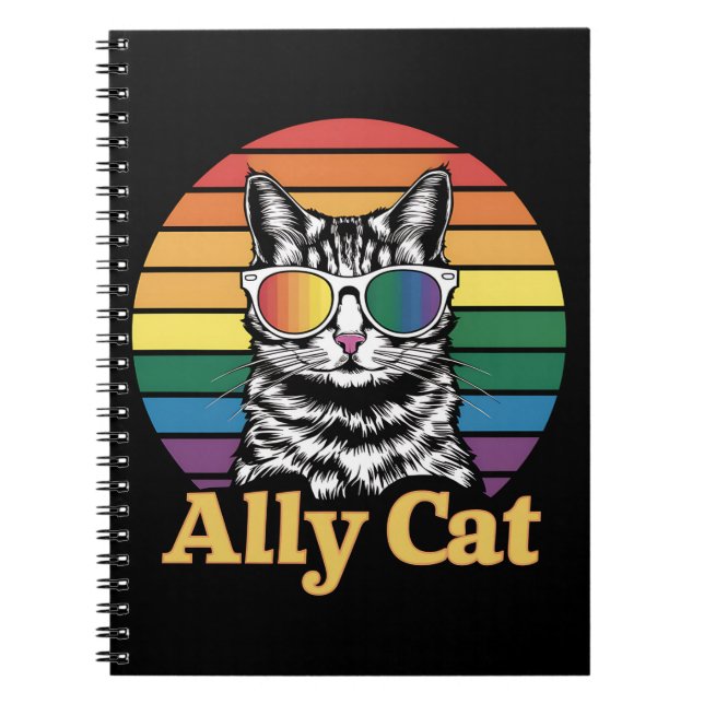 Cuaderno Bandera arcoiris LGBTQ de Ally Cat (Frente)