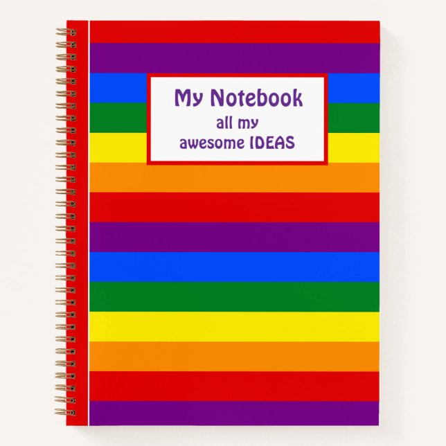Cuaderno Bandera arcoiris LGBTQ+ para el mes del orgullo - (Anverso)