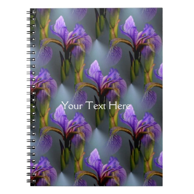 Cuaderno Bandera Azul Iris Flor Naturaleza Patrón de arte (Frente)