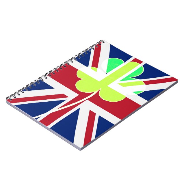 Cuaderno Bandera británica irlandesa Shamrock Clover St. Pa (Lado Izquierdo)