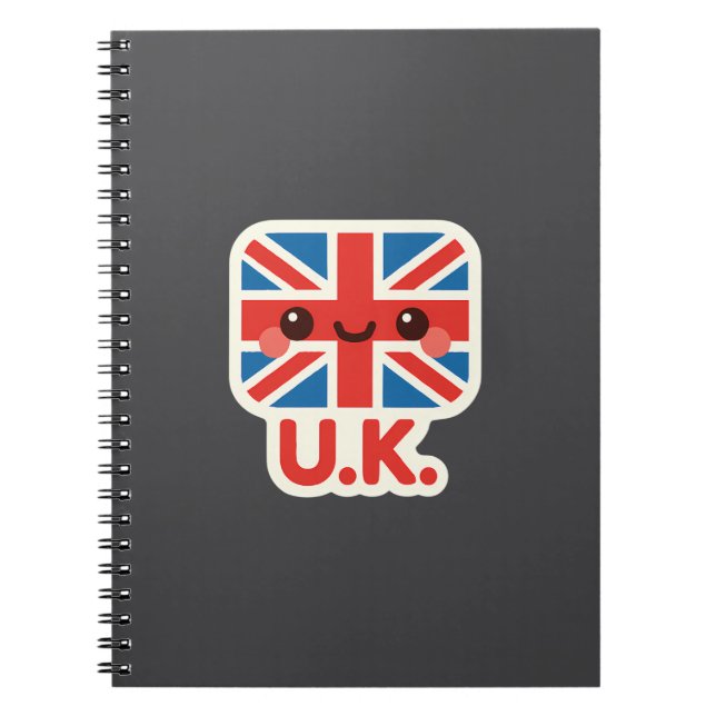 Cuaderno Bandera británica Kawaii - Diseño británico bonito (Frente)