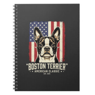 Cuaderno Bandera clásica americana del Boston Terrier