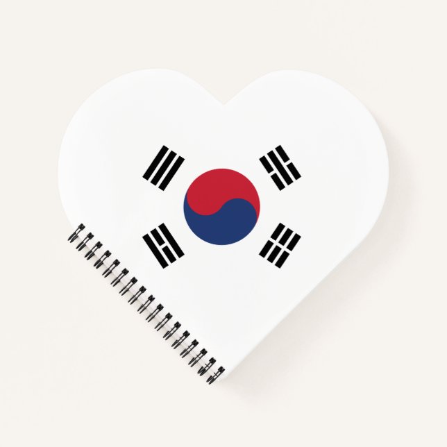 Cuaderno Bandera de Corea del Sur Corazón (Anverso)