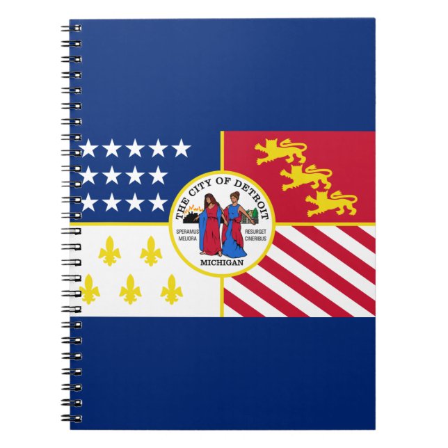 Cuaderno Bandera de Detroit, bloc de notas de Michigan (Frente)