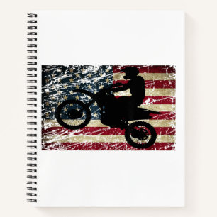 Cuaderno Bandera de Dirt Bike Estados Unidos Camiseta Motoc