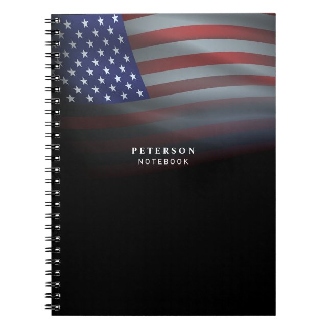 Cuaderno Bandera de EE. UU. | Gradación Transparente | Negr (Frente)