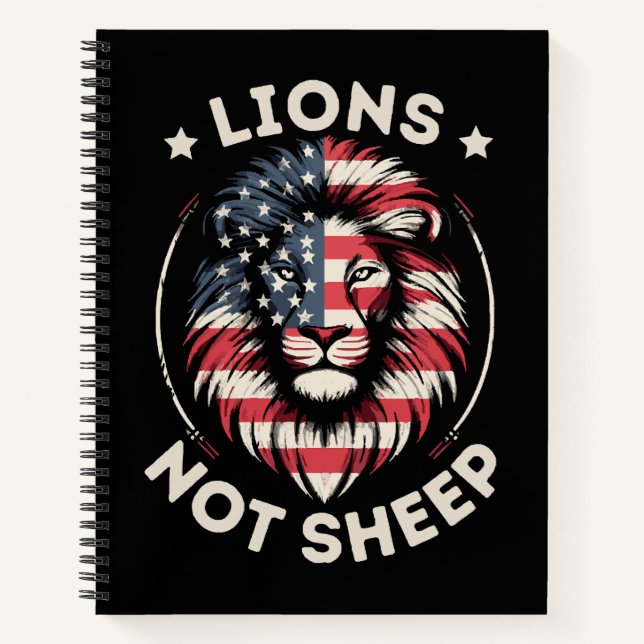 CUADERNO BANDERA DE EE. UU., LEONES NO OVEJAS (Anverso)