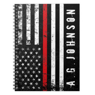 Cuaderno Bandera de Estados Unidos con estilo de bombero af