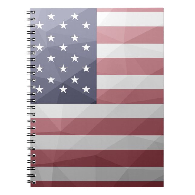 Cuaderno Bandera de Estados Unidos Malla Geométrica Red Whi (Frente)
