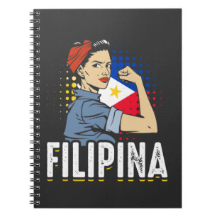 Cuaderno Bandera de Filipinas de una mujer filipina orgullo