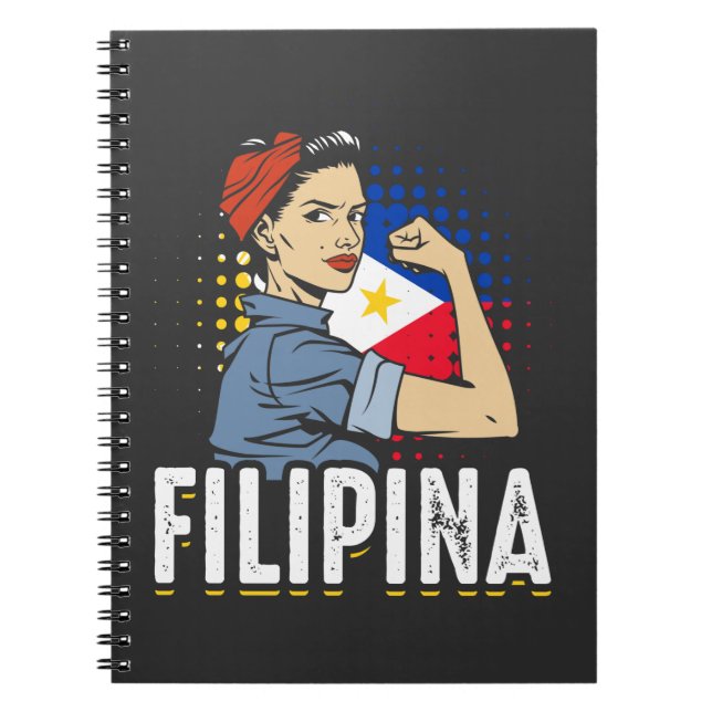 Cuaderno Bandera de Filipinas de una mujer filipina orgullo (Frente)
