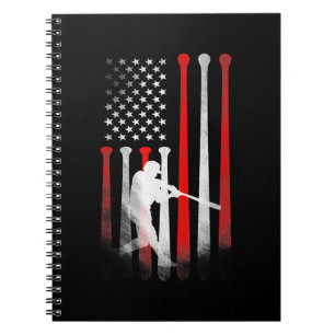 Cuaderno Bandera de jugador de béisbol de bandera estadouni