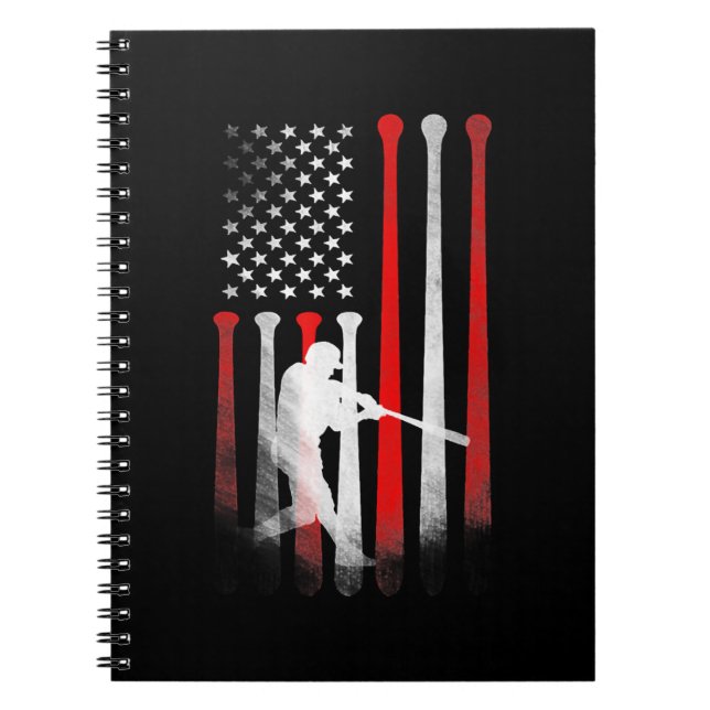 Cuaderno Bandera de jugador de béisbol de bandera estadouni (Frente)