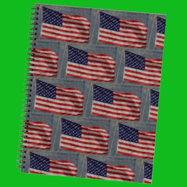 Cuaderno Bandera de las Estrellas Patrióticas Estadounidens (Front with Background)