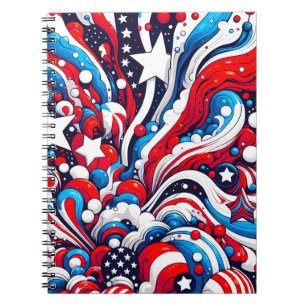 Cuaderno Bandera de los EE.UU. de color rojo, blanco y azul