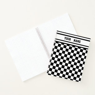 Cuaderno Bandera de los ganadores de Carreras en blanco y n