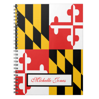Cuaderno Bandera de Maryland Añadir tu nombre a la escuela 