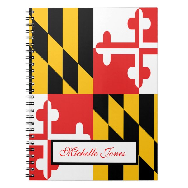 Cuaderno Bandera de Maryland Añadir tu nombre a la escuela  (Frente)