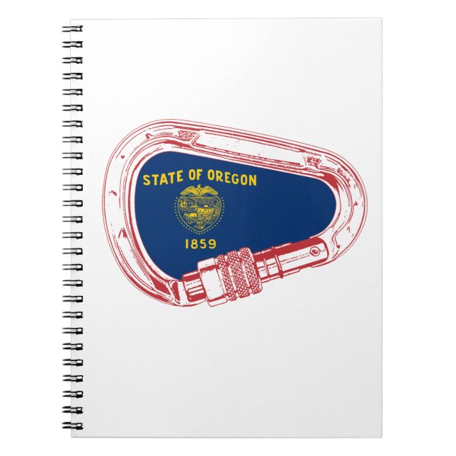 Cuaderno Bandera de Oregón Escalando Carabiner (Frente)