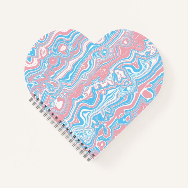 Cuaderno Bandera de Orgullo Trans Trippy Boho Groovy Rayas  (Anverso)