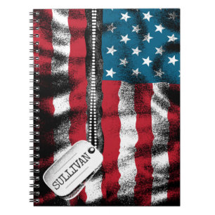 Cuaderno Bandera de perro de soldado militar personalizado