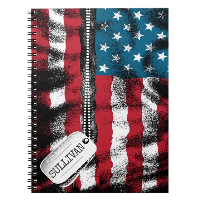 Cuaderno Bandera de perro de soldado militar personalizado (Frente)