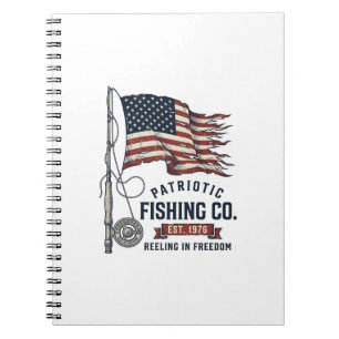 Cuaderno Bandera de pesca patriótica vintage diseño vectori