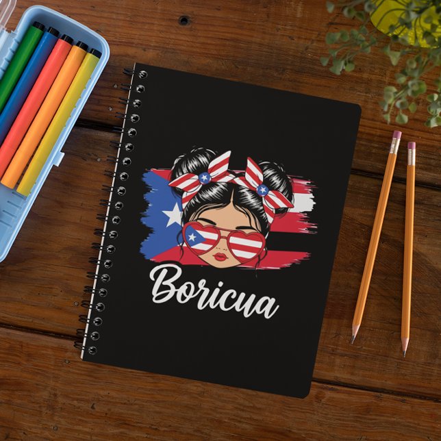 Cuaderno Bandera de Puerto Rico Chica de Boricua (Trendy Boricua Girl Puerto Rico Flag Notebook)