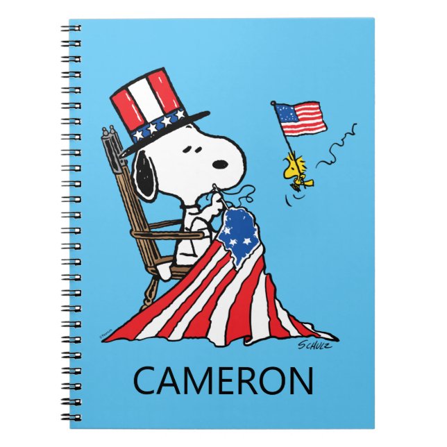 Cuaderno Bandera de Snoopy Sgire el 4 de julio (Frente)