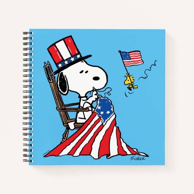 Cuaderno Bandera de Snoopy Sgire el 4 de julio (Anverso)