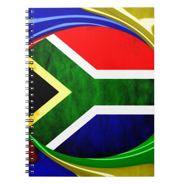 Cuaderno Bandera de Sudáfrica: Dinámico Swirl Motif (Frente)