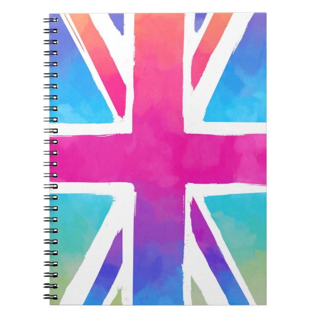 Cuaderno Bandera de Union Jack en colores brillantes (Frente)